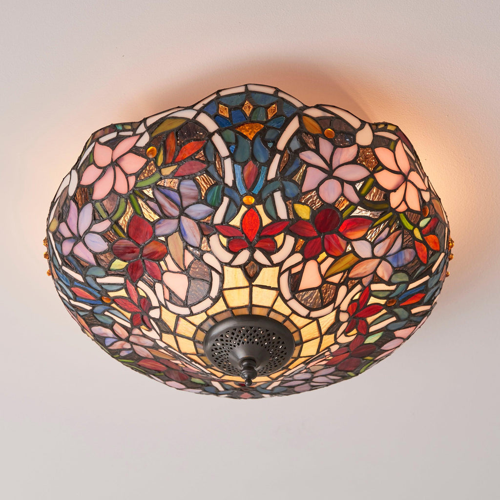 Interiors 1900 Sullivan Flush Tiffany Lampada da Soffitto