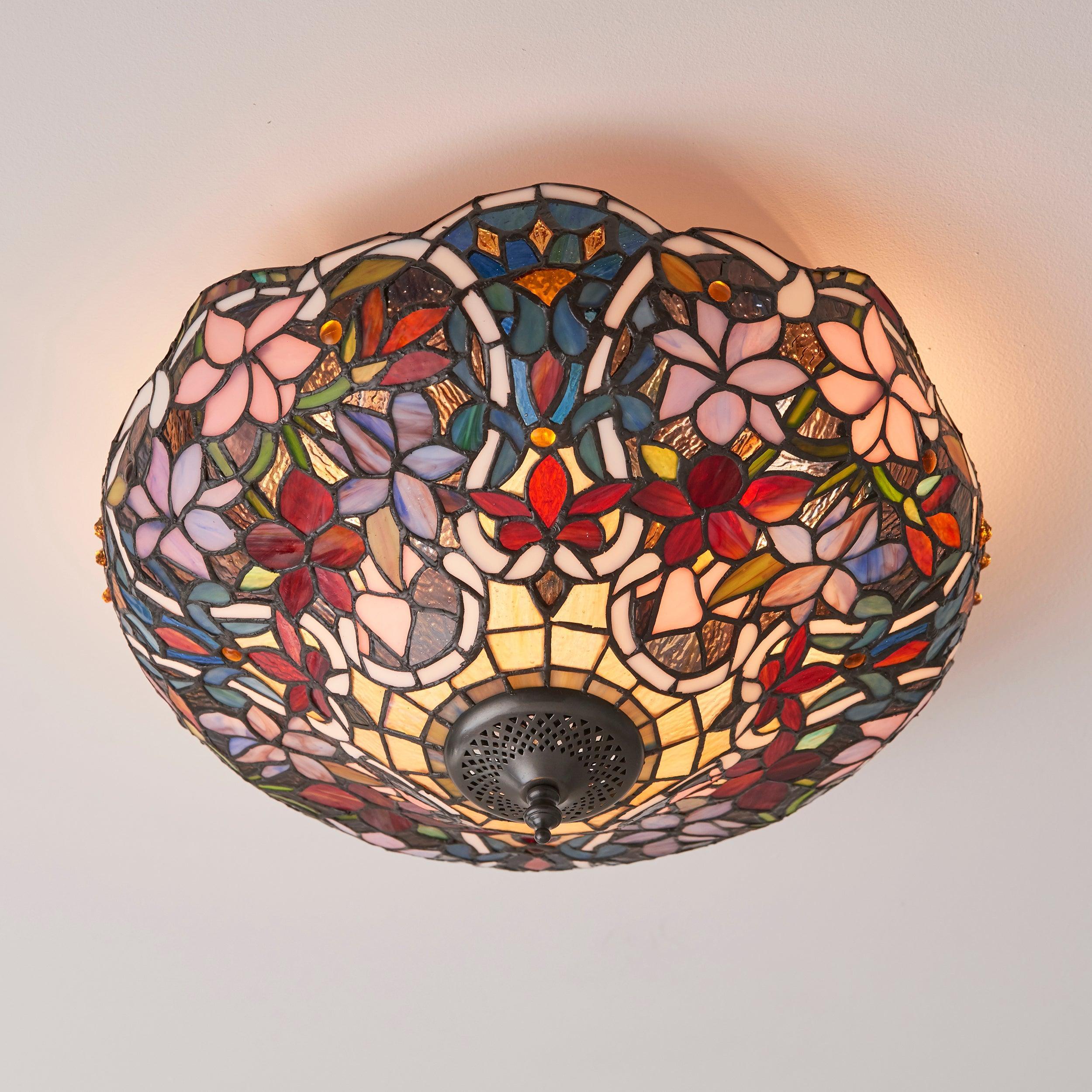 Interiors 1900 Sullivan Flush Tiffany Lampada da Soffitto