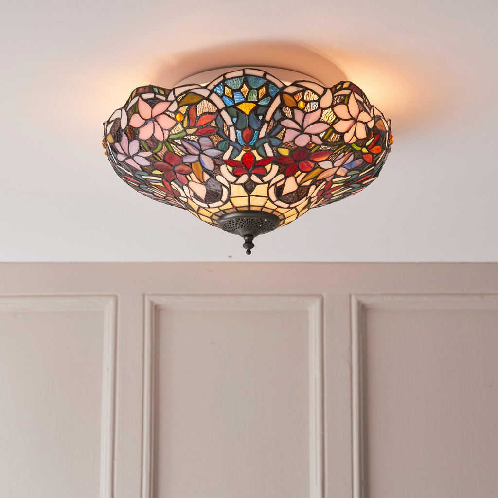 Interiors 1900 Sullivan Flush Tiffany Lampada da Soffitto