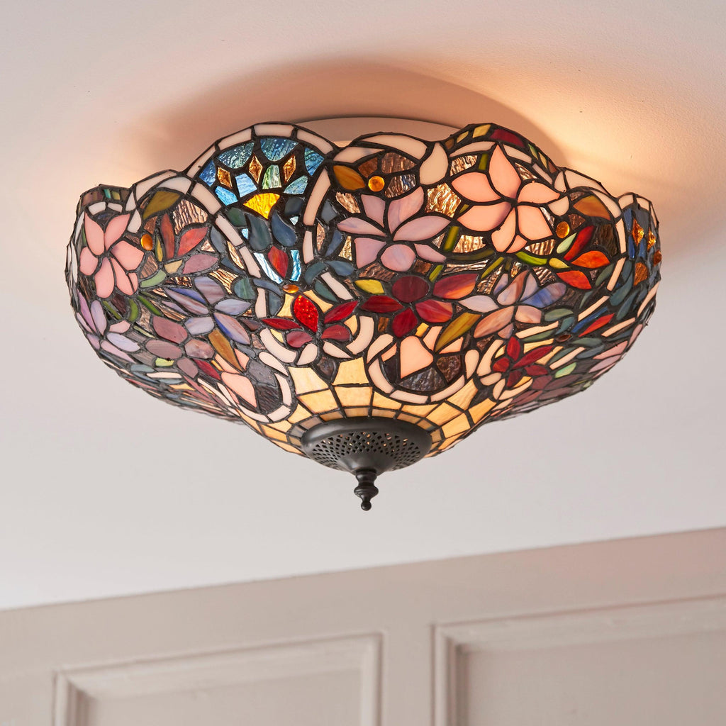 Interiors 1900 Sullivan Flush Tiffany Lampada da Soffitto