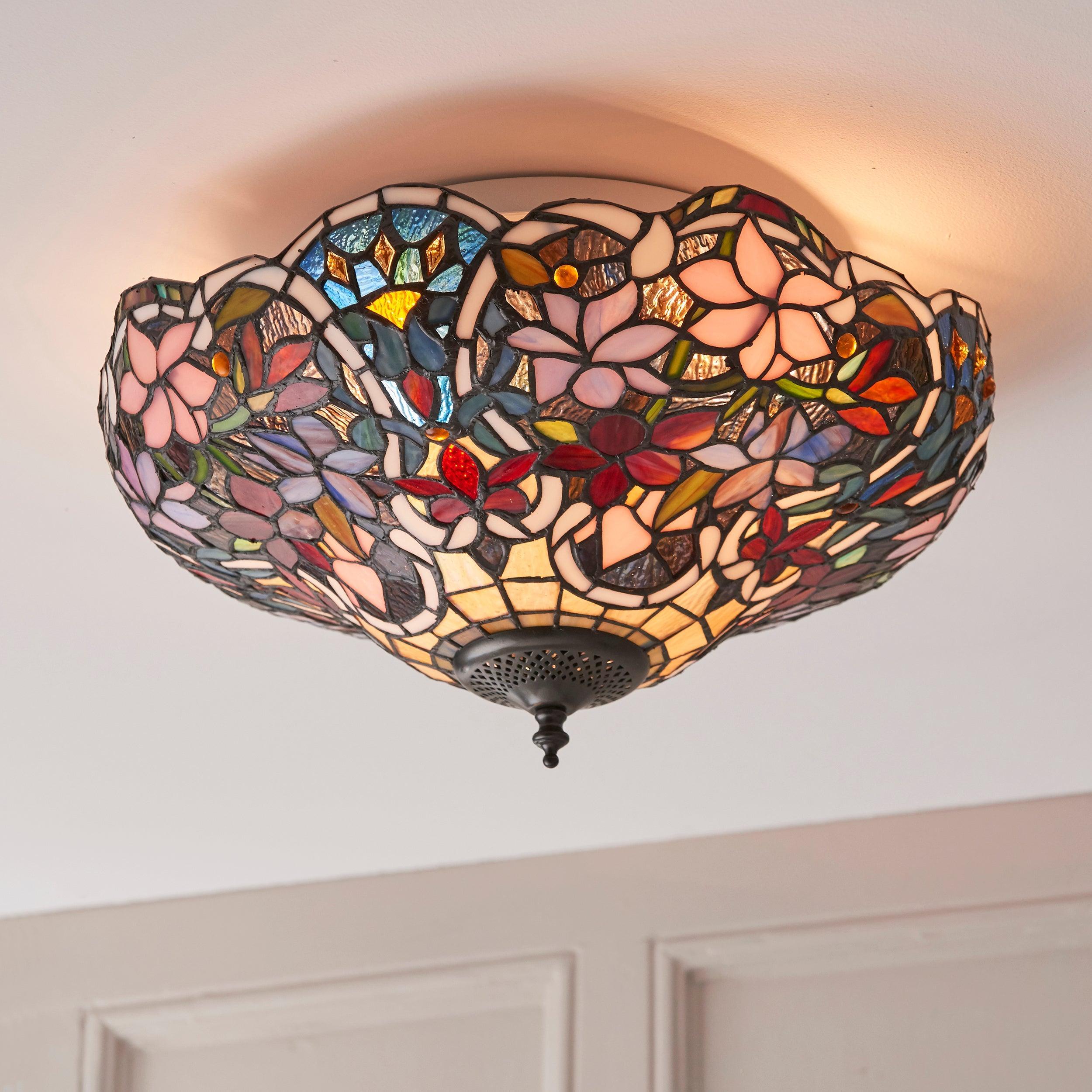 Interiors 1900 Sullivan Flush Tiffany Lampada da Soffitto