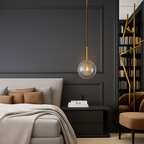 Sospensione a forma di palla in vetro design nordico moderno decorativa loft LED