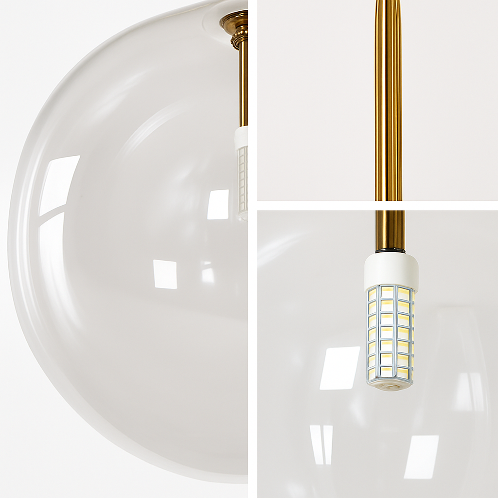 Sospensione a forma di palla in vetro design nordico moderno decorativa loft LED