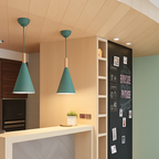Sospensione conica in metallo colorato e stelo in legno Bar