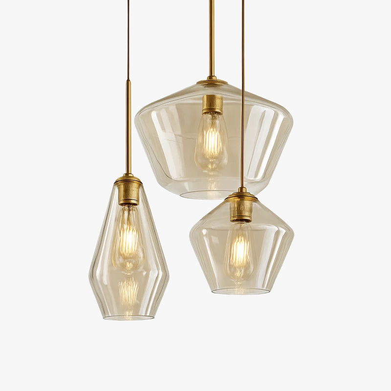 Design sospensione a LED in metallo e vetro di forme multiple