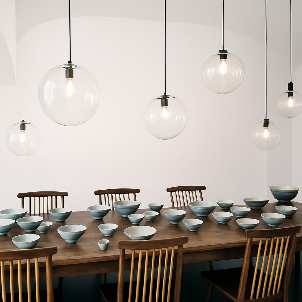 Sospensione design boule in vetro a LED oro rosa o nera