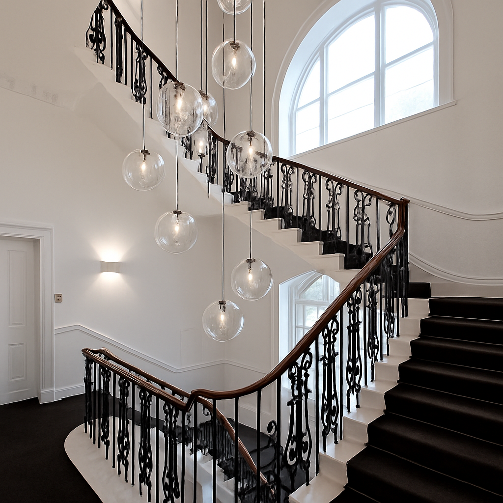 Sospensione design boule in vetro a LED oro rosa o nera