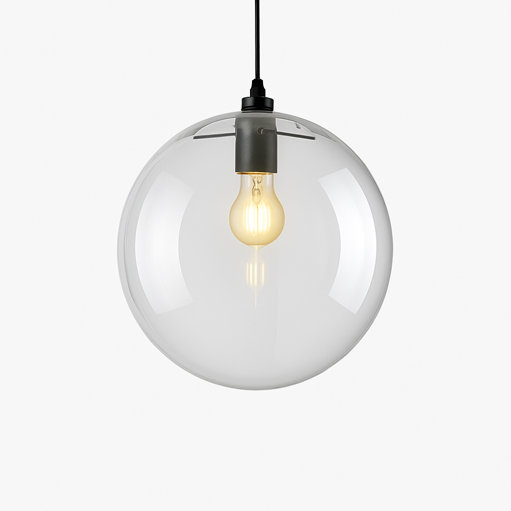 Sospensione design boule in vetro a LED oro rosa o nera