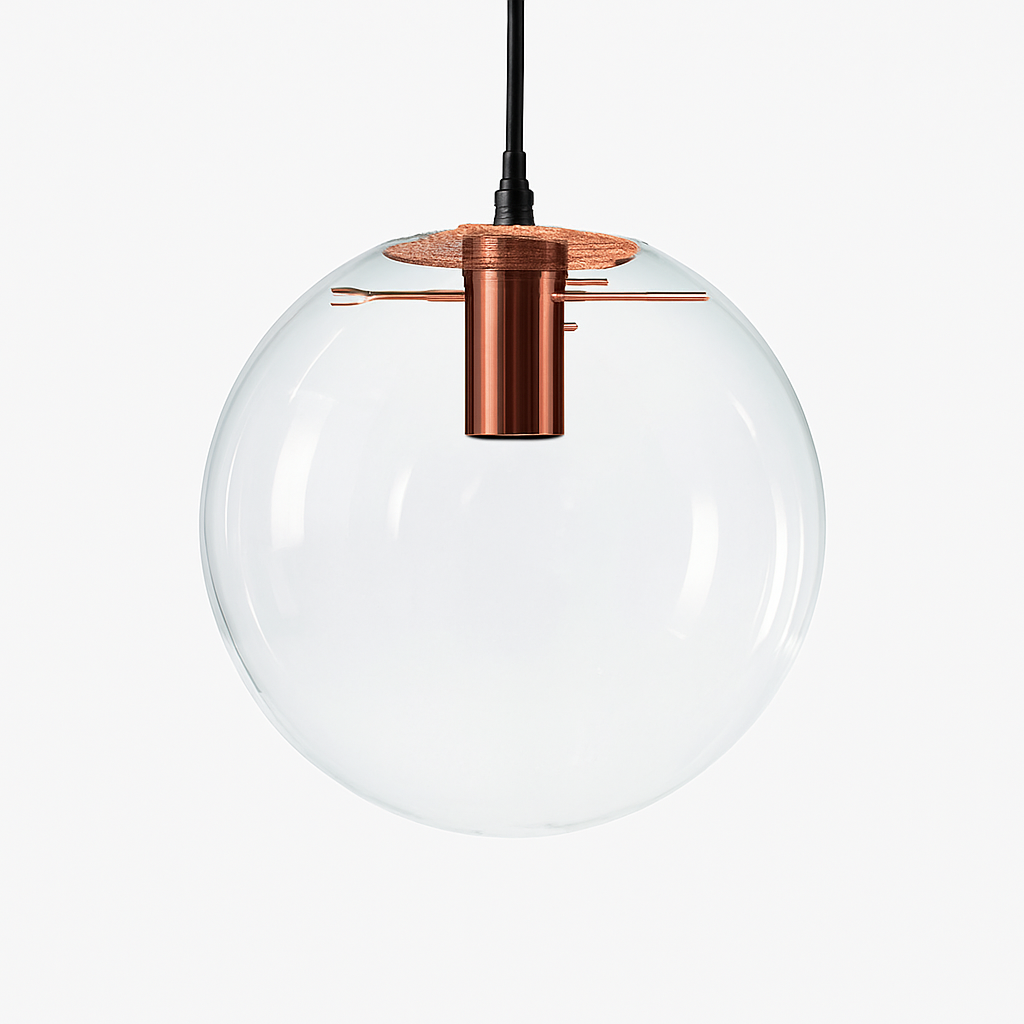 Sospensione design boule in vetro a LED oro rosa o nera
