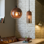 Sospensione in legno e vetro Loft Retro