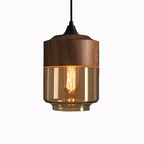 Sospensione in legno e vetro Loft Retro