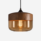 Sospensione in legno e vetro Loft Retro