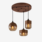 Sospensione in legno e vetro Loft Retro