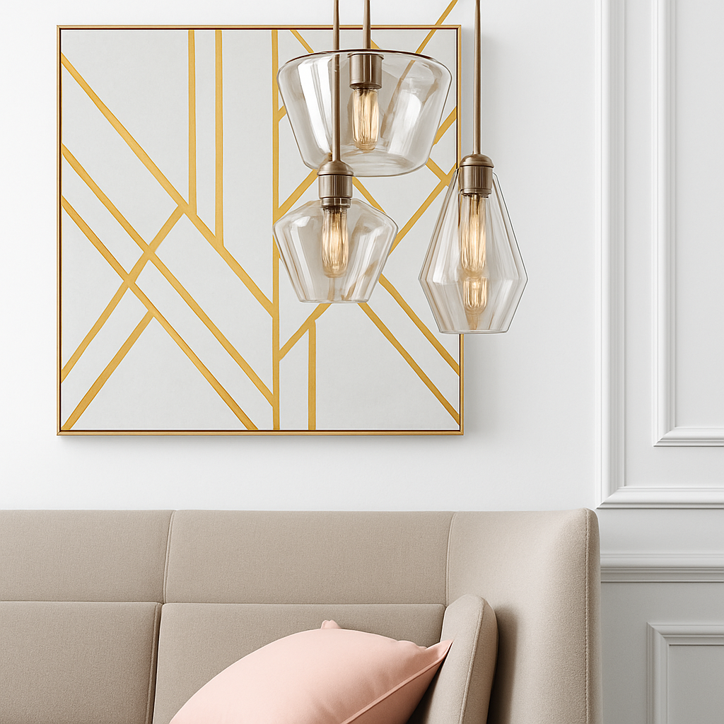 Design sospensione a LED in metallo e vetro di forme multiple