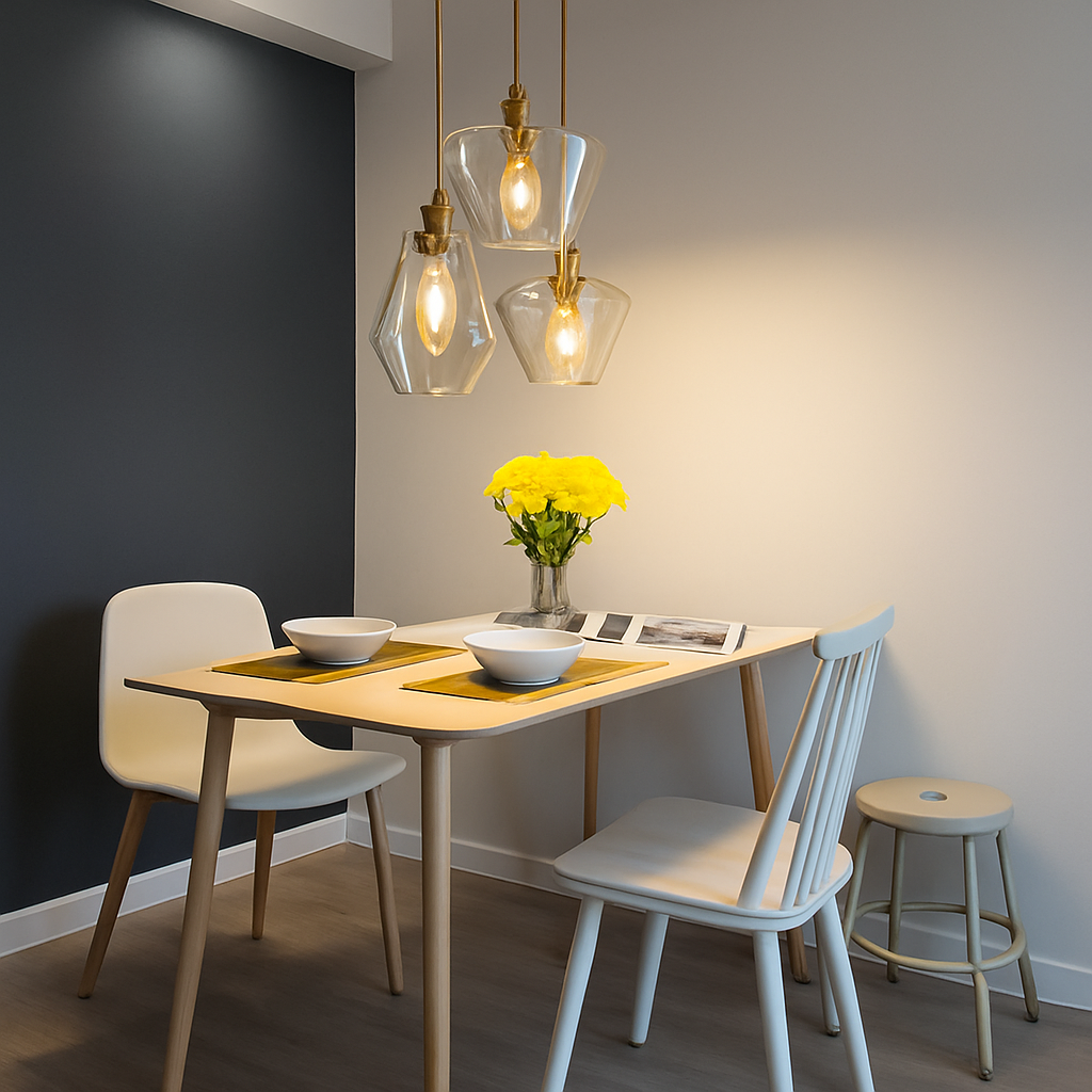 Design sospensione a LED in metallo e vetro di forme multiple