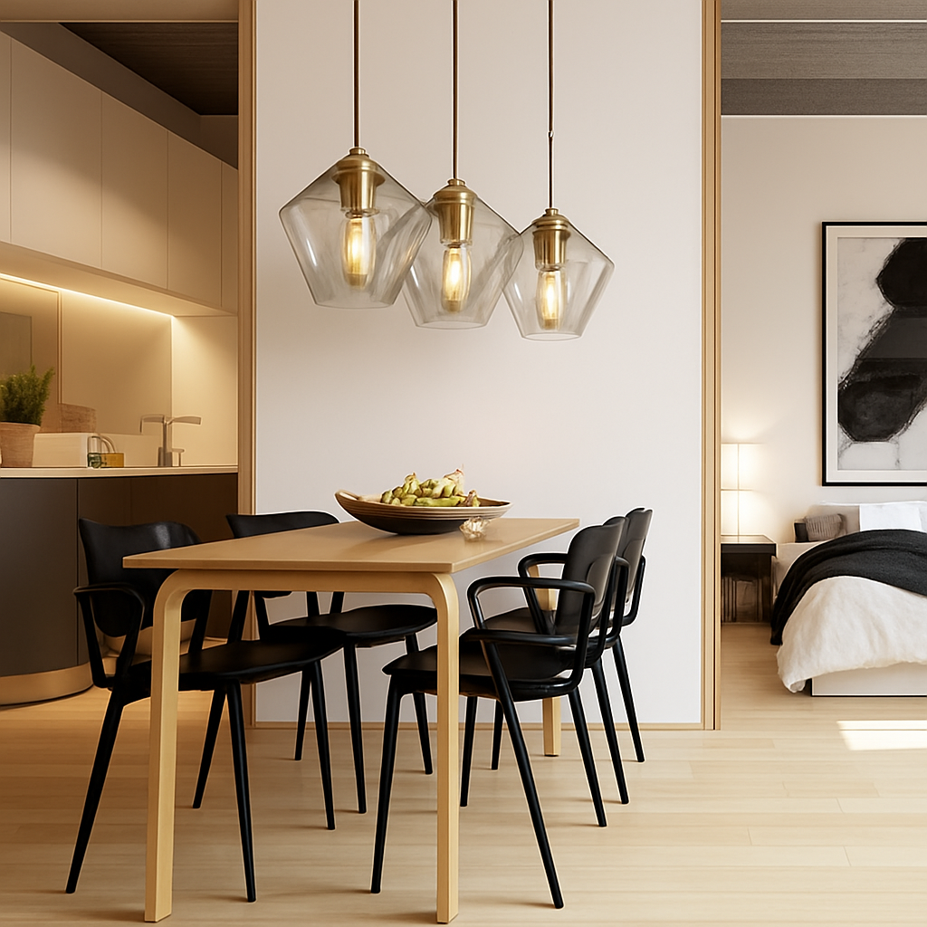 Design sospensione a LED in metallo e vetro di forme multiple