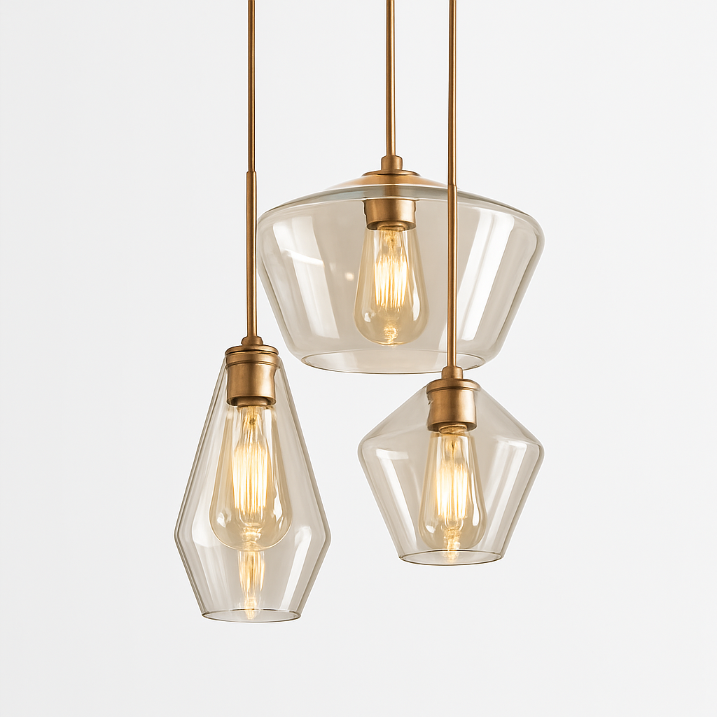 Design sospensione a LED in metallo e vetro di forme multiple