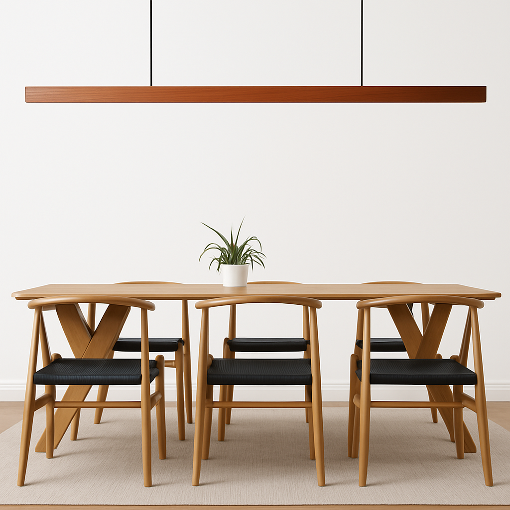 Sospensione design moderna LED in legno allungato Hang