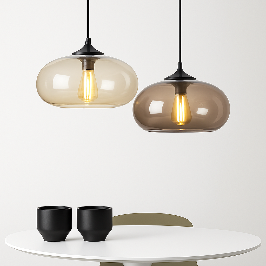 Sospensione design ovale in vetro Ball