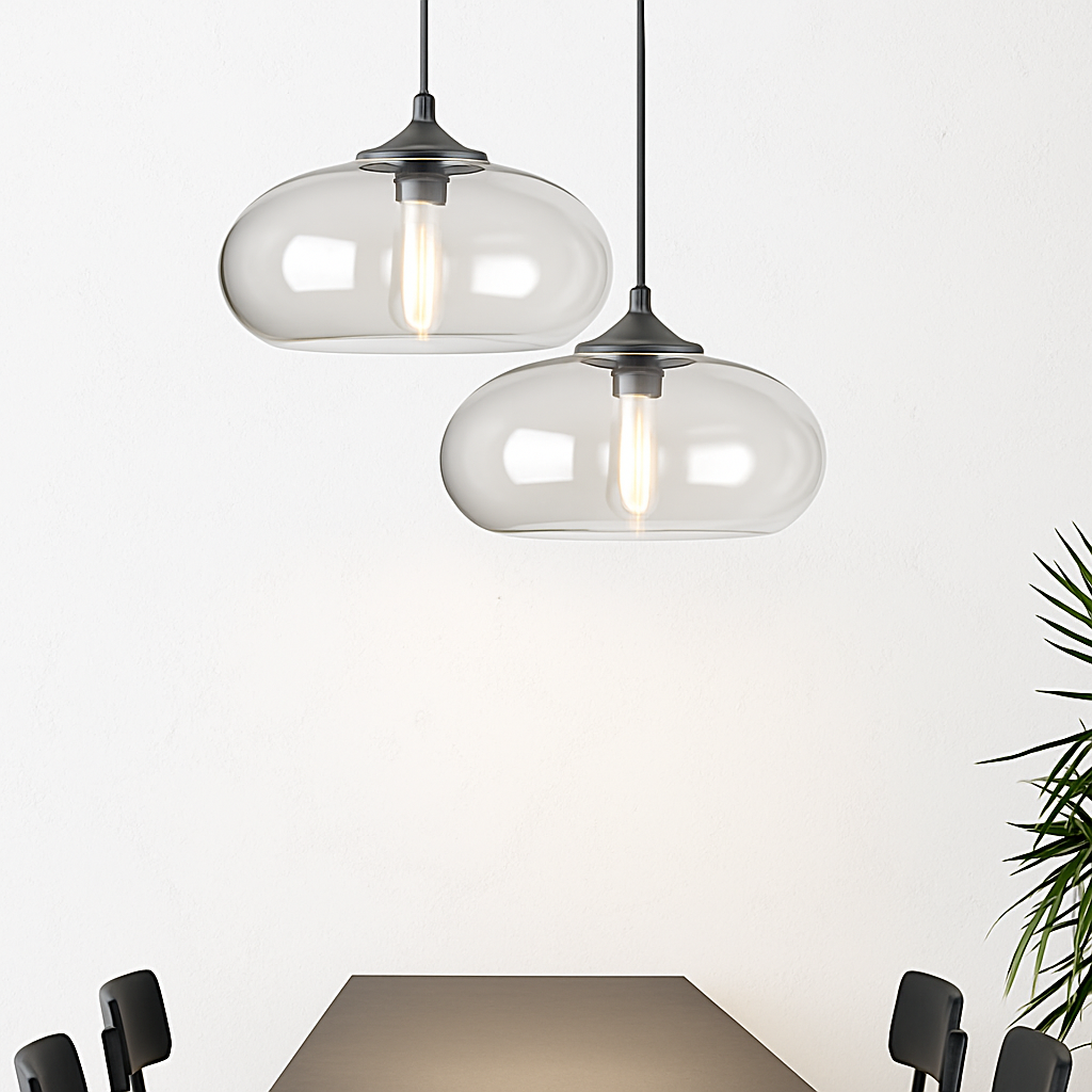 Sospensione design ovale in vetro Ball