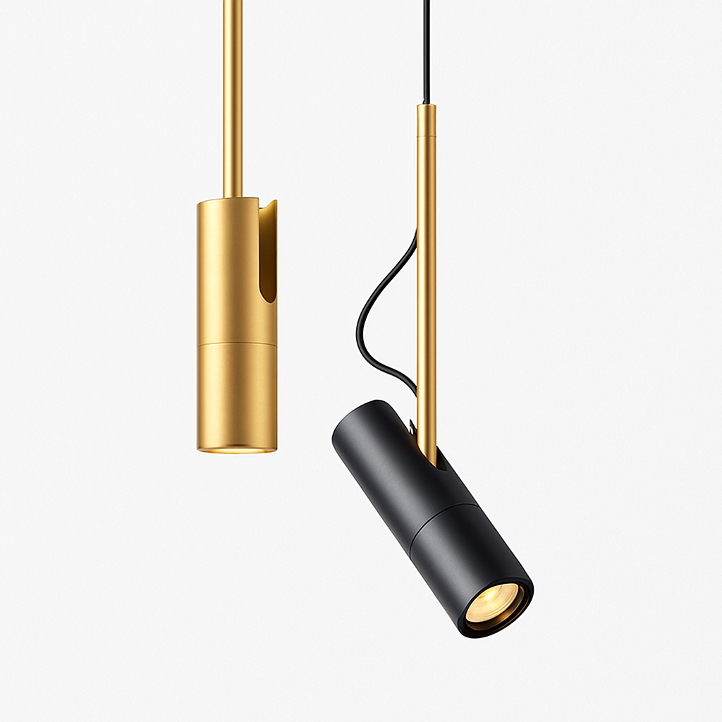 Design della sospensione orientabile con stelo dorato