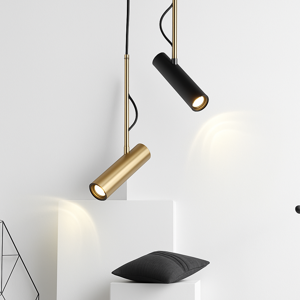 Design della sospensione orientabile con stelo dorato