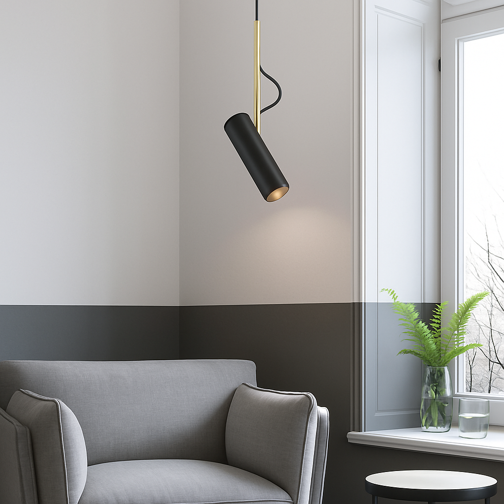 Design della sospensione orientabile con stelo dorato