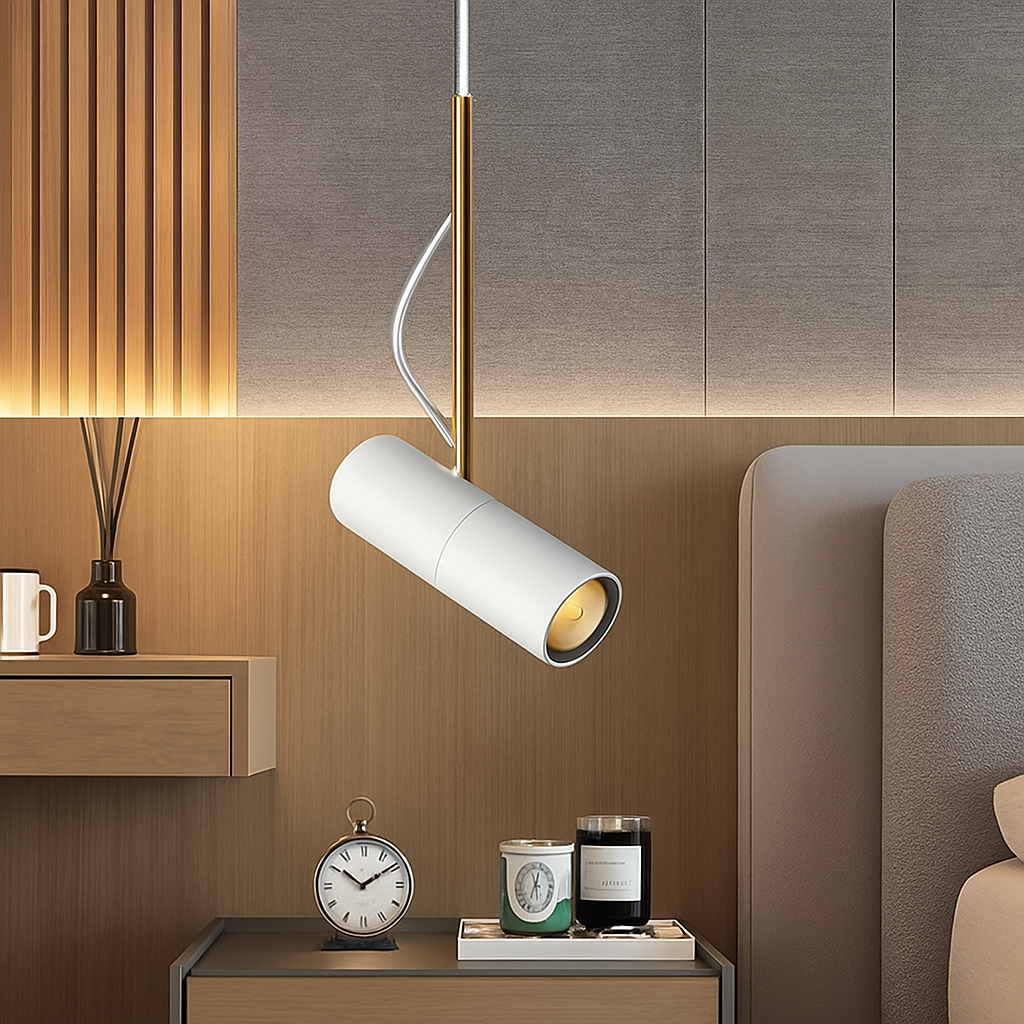 Design della sospensione orientabile con stelo dorato