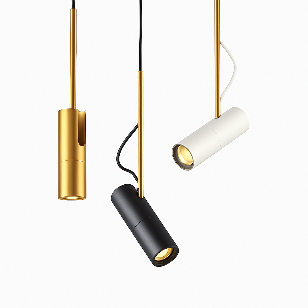 Design della sospensione orientabile con stelo dorato