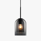 Sospensione design tubo arrotondato doppio vetro fumé