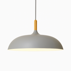 Sospensione in alluminio colorato e stelo in legno