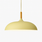 Sospensione in alluminio colorato e stelo in legno