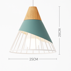 Sospensione in metallo colorato e legno di forme diverse Nordic