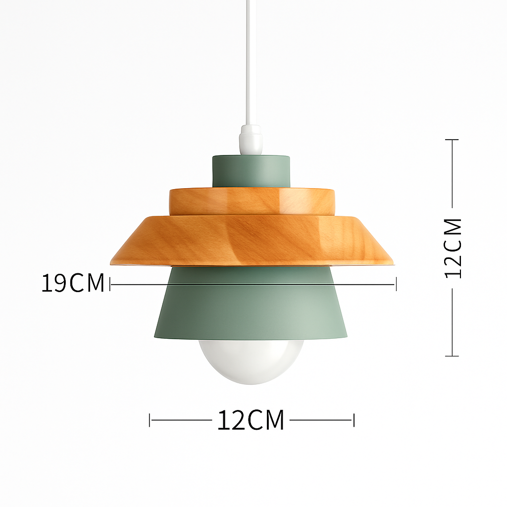 Sospensione in metallo colorato e legno di forme diverse Nordic