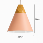 Sospensione in metallo colorato e legno di forme diverse Nordic