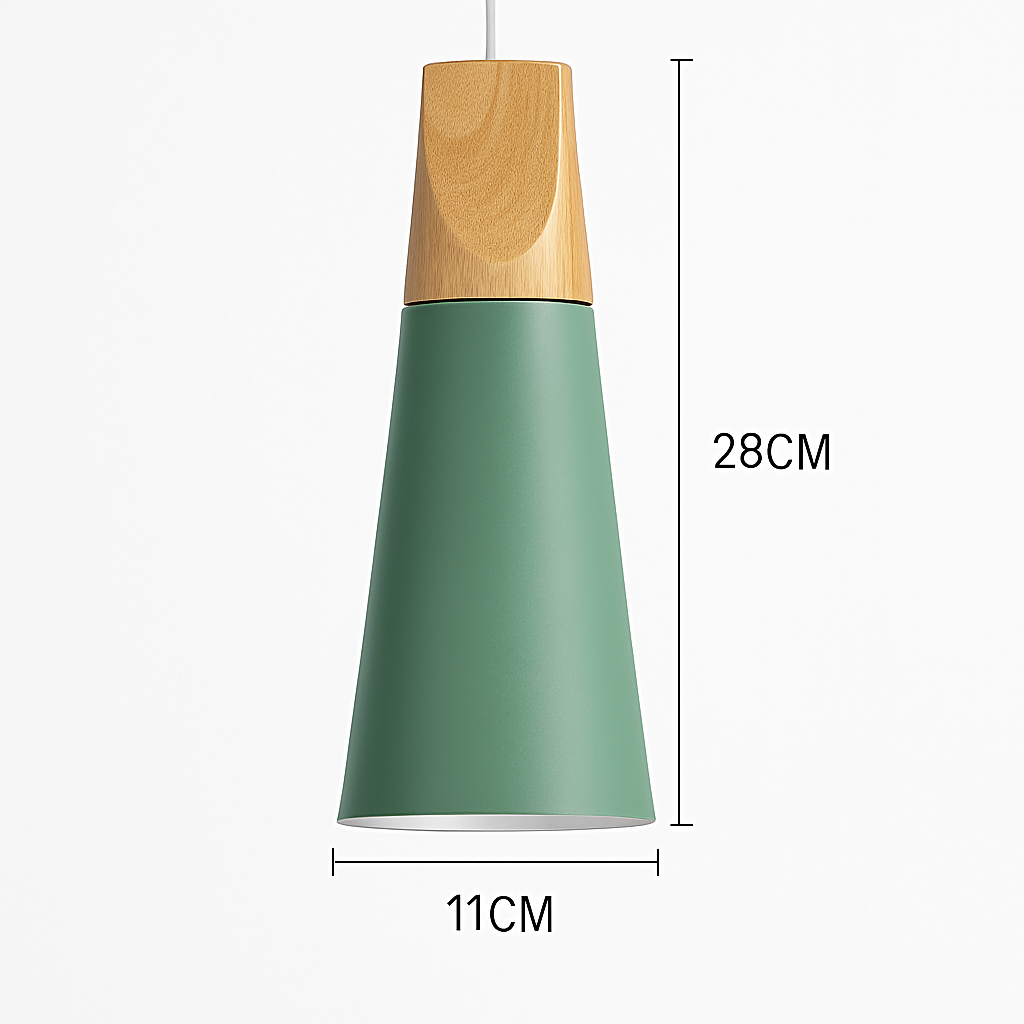 Sospensione in metallo colorato e legno di forme diverse Nordic