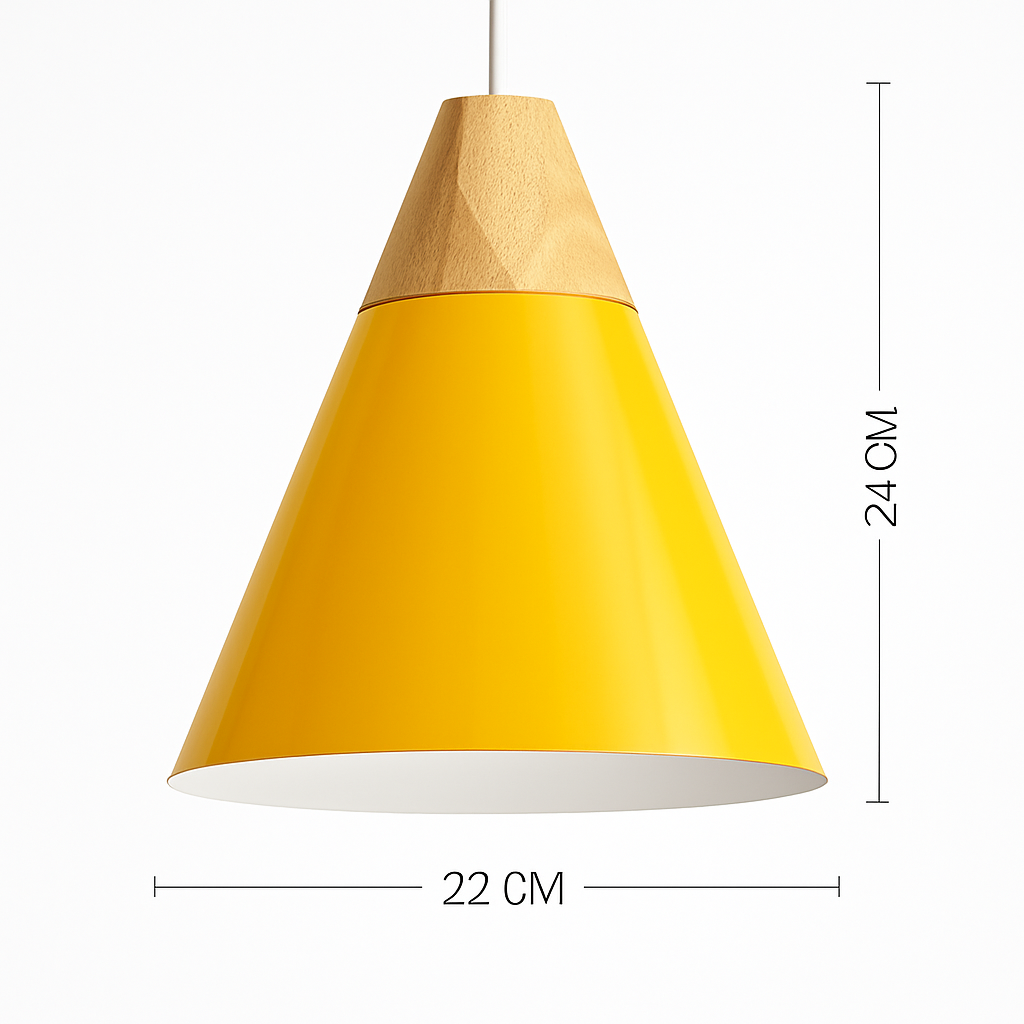 Sospensione in metallo colorato e legno di forme diverse Nordic