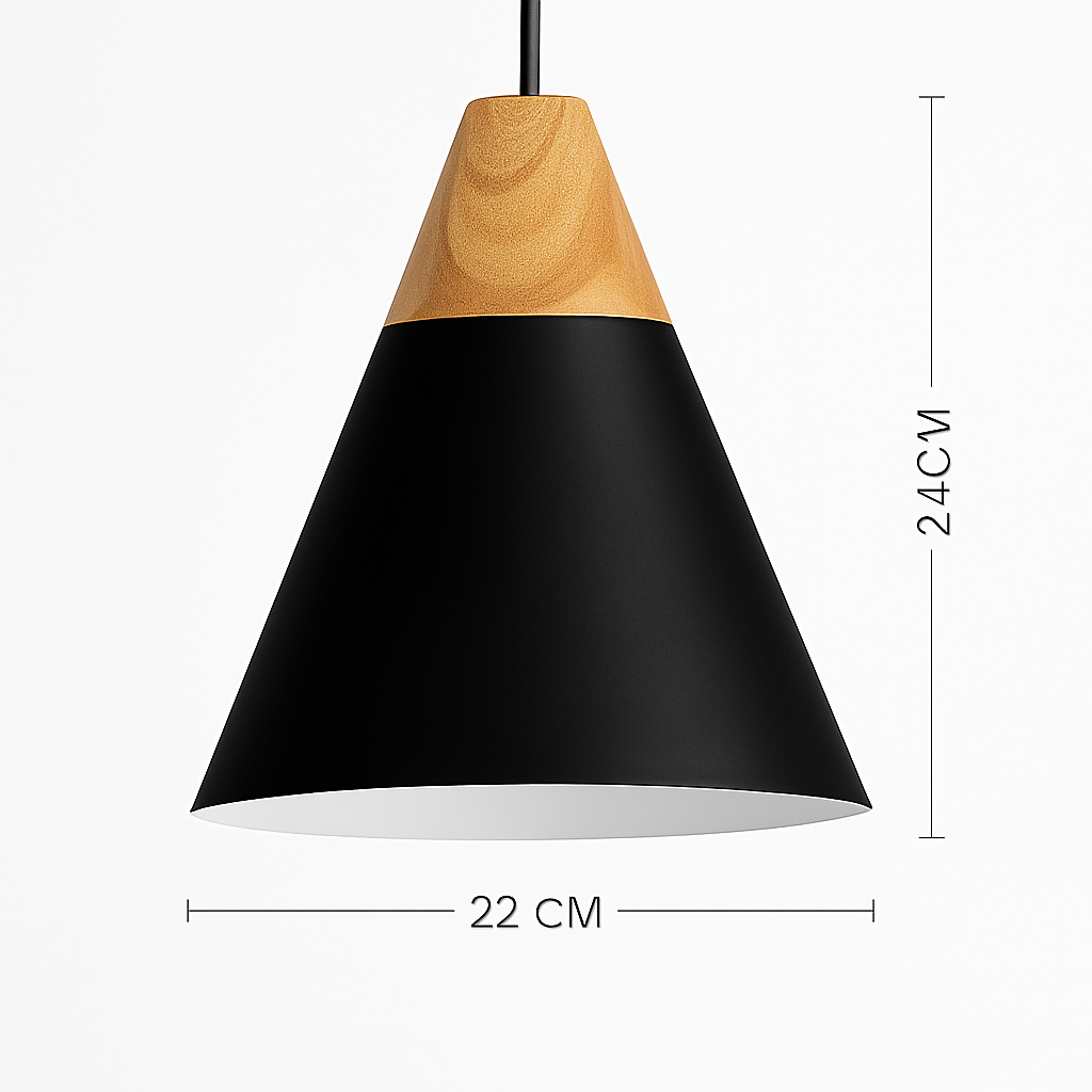 Sospensione in metallo colorato e legno di forme diverse Nordic