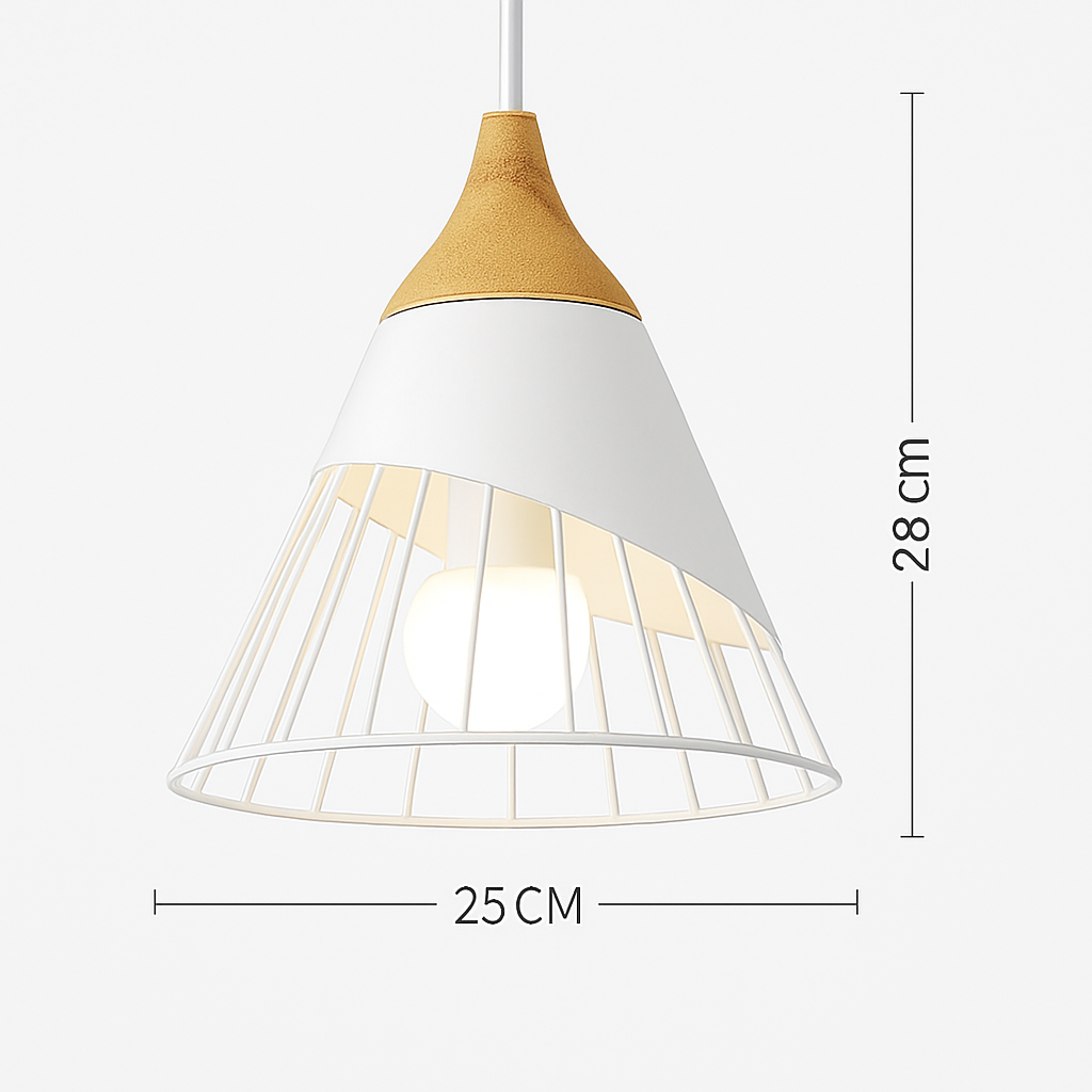 Sospensione in metallo colorato e legno di forme diverse Nordic