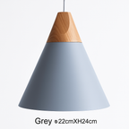 Sospensione LED in legno e alluminio a forma di cono