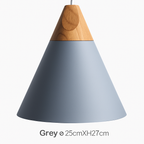 Sospensione LED in legno e alluminio a forma di cono