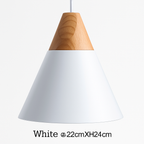 Sospensione LED in legno e alluminio a forma di cono