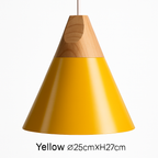 Sospensione LED in legno e alluminio a forma di cono