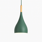 Sospensione LED in metallo colorato e bastone in legno Nordic