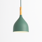 Sospensione LED in metallo colorato e bastone in legno Nordic