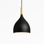 Sospensione LED in metallo colorato e bastone in legno Nordic
