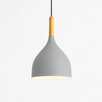 Sospensione LED in metallo colorato e bastone in legno Nordic