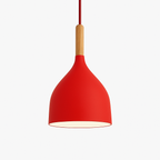 Sospensione LED in metallo colorato e bastone in legno Nordic