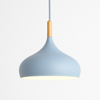 Sospensione LED in metallo colorato e bastone in legno Nordic