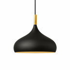 Sospensione LED in metallo colorato e bastone in legno Nordic